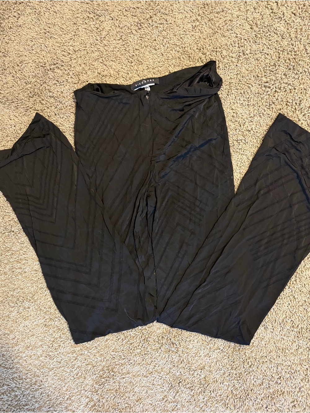Richmond Black Diagonal-Stripe Wide Leg Pants